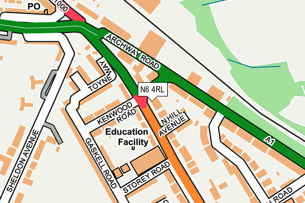 N6 4RL map - OS OpenMap – Local (Ordnance Survey)