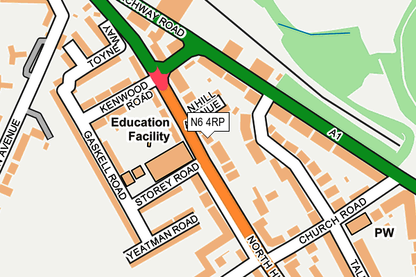 N6 4RP map - OS OpenMap – Local (Ordnance Survey)