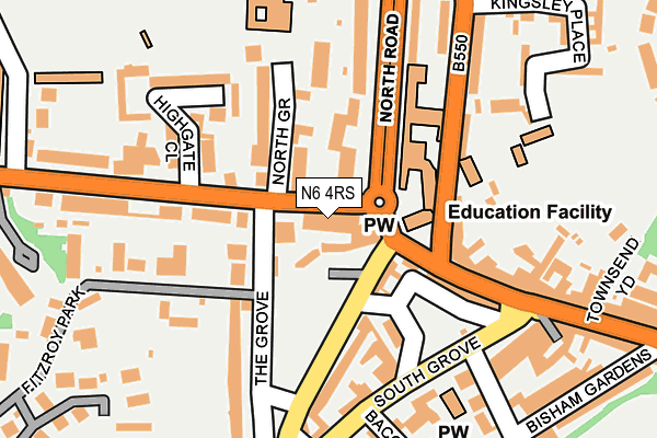 N6 4RS map - OS OpenMap – Local (Ordnance Survey)