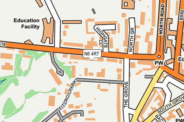 N6 4RT map - OS OpenMap – Local (Ordnance Survey)