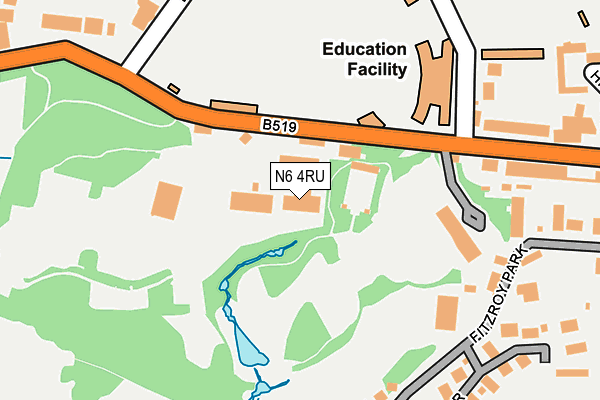 N6 4RU map - OS OpenMap – Local (Ordnance Survey)