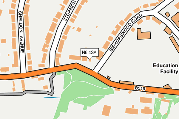 N6 4SA map - OS OpenMap – Local (Ordnance Survey)