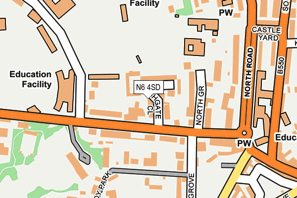 N6 4SD map - OS OpenMap – Local (Ordnance Survey)