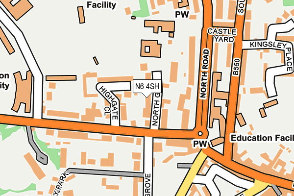 N6 4SH map - OS OpenMap – Local (Ordnance Survey)