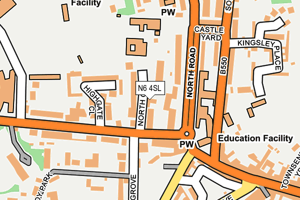 N6 4SL map - OS OpenMap – Local (Ordnance Survey)