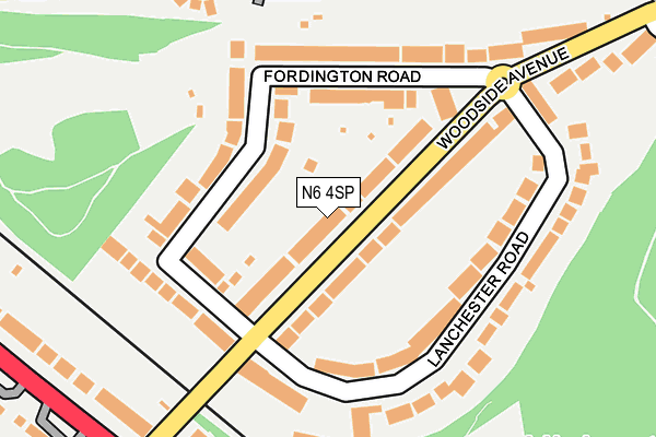 N6 4SP map - OS OpenMap – Local (Ordnance Survey)