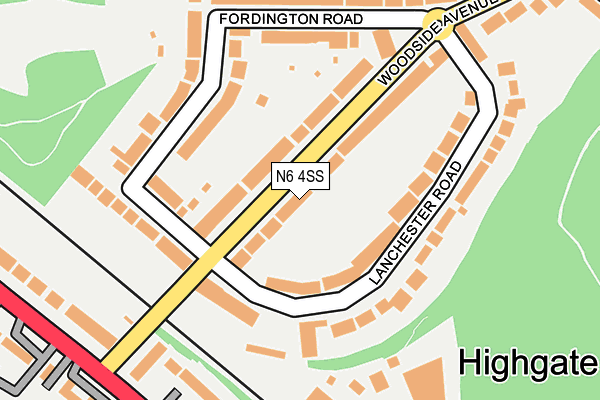 N6 4SS map - OS OpenMap – Local (Ordnance Survey)
