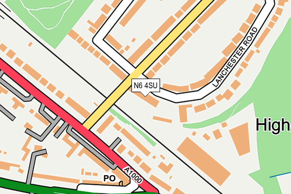 N6 4SU map - OS OpenMap – Local (Ordnance Survey)