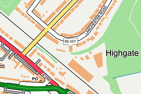 N6 4SY map - OS OpenMap – Local (Ordnance Survey)