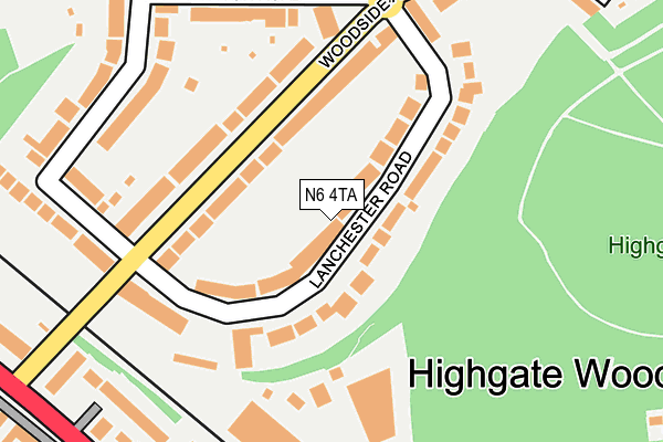 N6 4TA map - OS OpenMap – Local (Ordnance Survey)