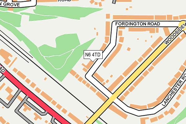 N6 4TD map - OS OpenMap – Local (Ordnance Survey)
