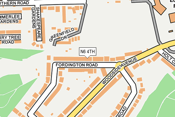 N6 4TH map - OS OpenMap – Local (Ordnance Survey)