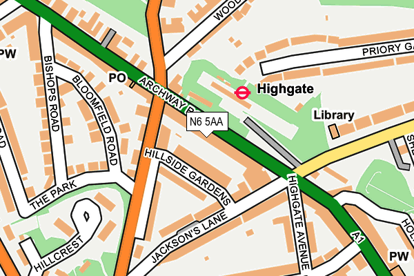 N6 5AA map - OS OpenMap – Local (Ordnance Survey)