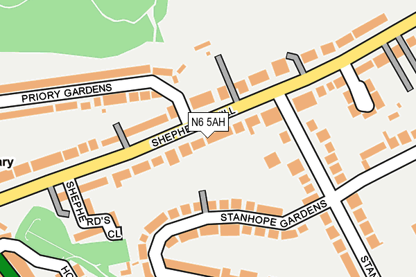 N6 5AH map - OS OpenMap – Local (Ordnance Survey)