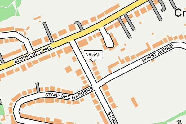 N6 5AP map - OS OpenMap – Local (Ordnance Survey)