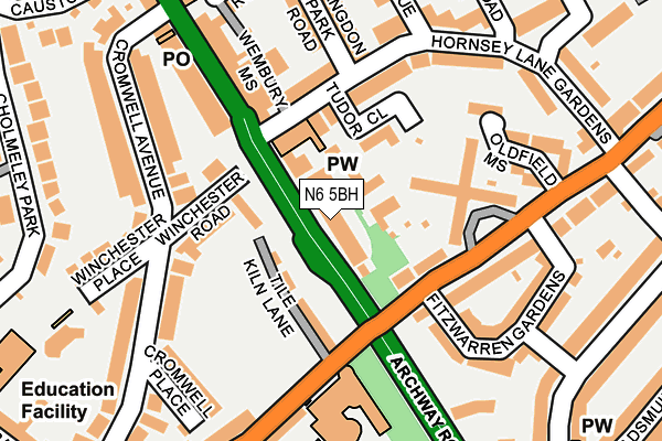 N6 5BH map - OS OpenMap – Local (Ordnance Survey)