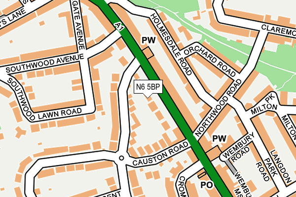 N6 5BP map - OS OpenMap – Local (Ordnance Survey)