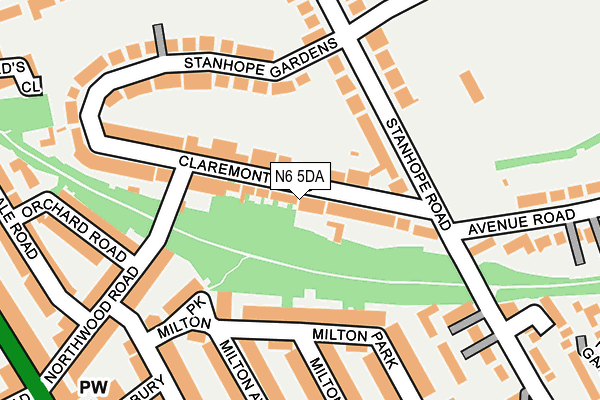 N6 5DA map - OS OpenMap – Local (Ordnance Survey)