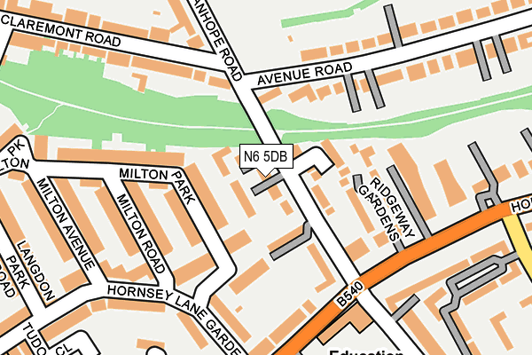 N6 5DB map - OS OpenMap – Local (Ordnance Survey)