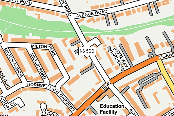 N6 5DD map - OS OpenMap – Local (Ordnance Survey)