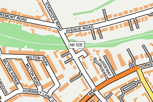 N6 5DE map - OS OpenMap – Local (Ordnance Survey)