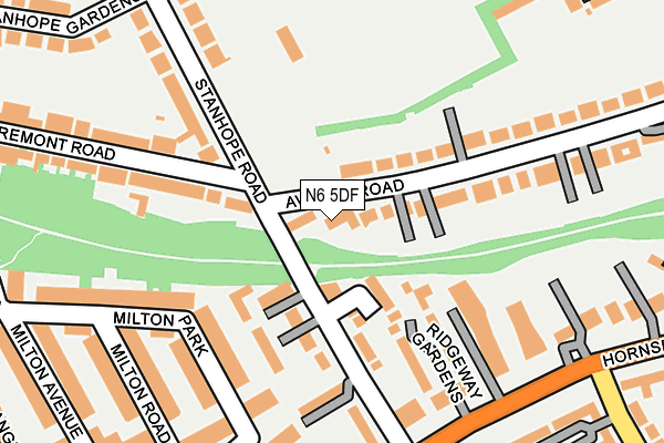 N6 5DF map - OS OpenMap – Local (Ordnance Survey)