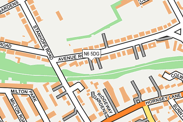 N6 5DG map - OS OpenMap – Local (Ordnance Survey)