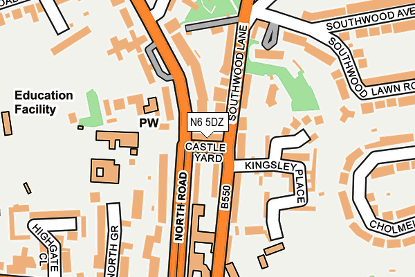 N6 5DZ map - OS OpenMap – Local (Ordnance Survey)