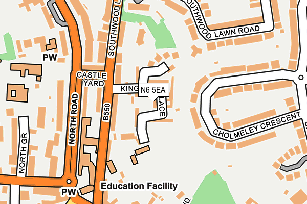 N6 5EA map - OS OpenMap – Local (Ordnance Survey)