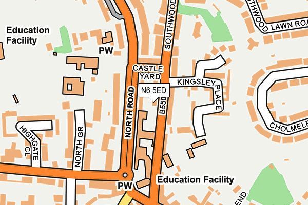 N6 5ED map - OS OpenMap – Local (Ordnance Survey)