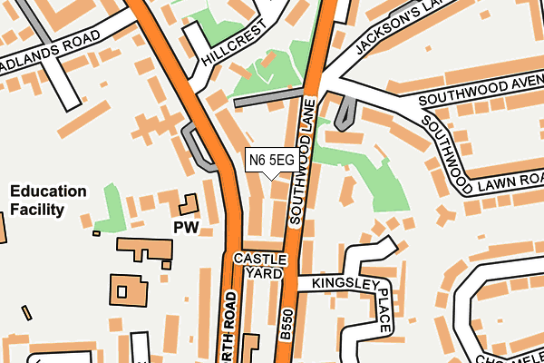 N6 5EG map - OS OpenMap – Local (Ordnance Survey)