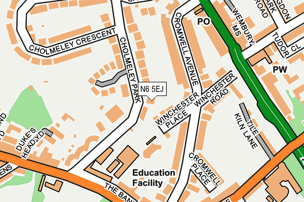 N6 5EJ map - OS OpenMap – Local (Ordnance Survey)