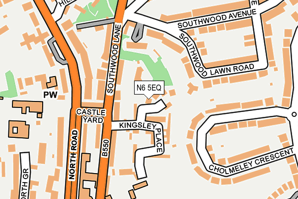 N6 5EQ map - OS OpenMap – Local (Ordnance Survey)