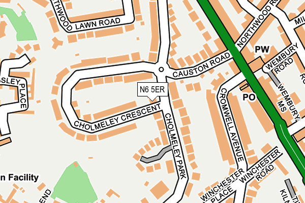 N6 5ER map - OS OpenMap – Local (Ordnance Survey)