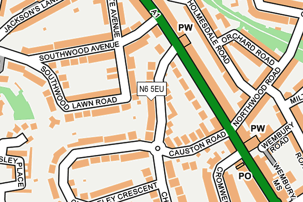 N6 5EU map - OS OpenMap – Local (Ordnance Survey)