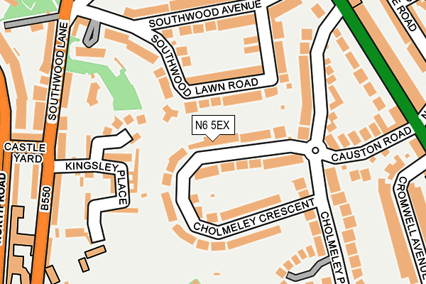 N6 5EX map - OS OpenMap – Local (Ordnance Survey)