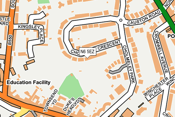 N6 5EZ map - OS OpenMap – Local (Ordnance Survey)