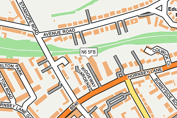 N6 5FB map - OS OpenMap – Local (Ordnance Survey)