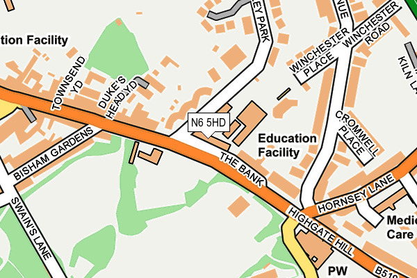 N6 5HD map - OS OpenMap – Local (Ordnance Survey)
