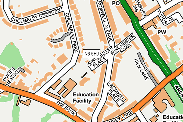N6 5HJ map - OS OpenMap – Local (Ordnance Survey)