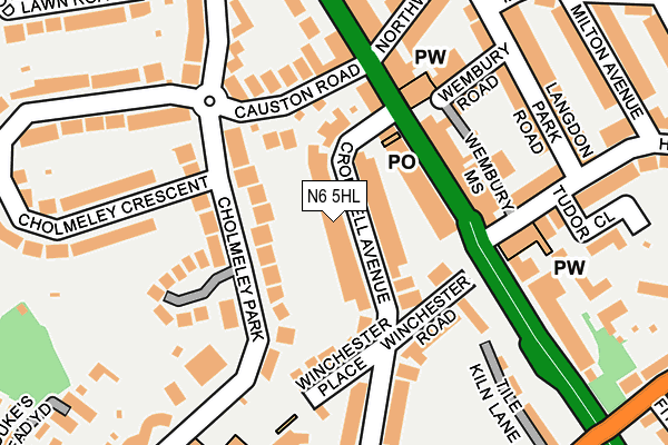 N6 5HL map - OS OpenMap – Local (Ordnance Survey)