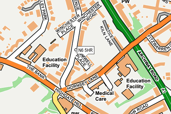 N6 5HR map - OS OpenMap – Local (Ordnance Survey)
