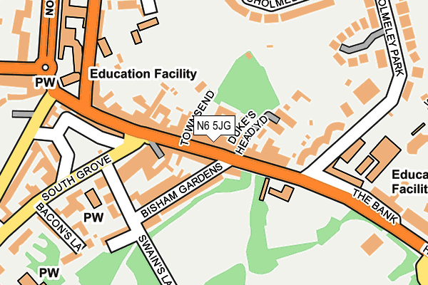 N6 5JG map - OS OpenMap – Local (Ordnance Survey)