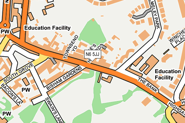 N6 5JJ map - OS OpenMap – Local (Ordnance Survey)