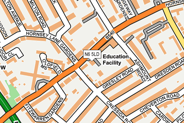 N6 5LD map - OS OpenMap – Local (Ordnance Survey)