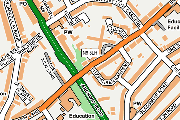 N6 5LH map - OS OpenMap – Local (Ordnance Survey)