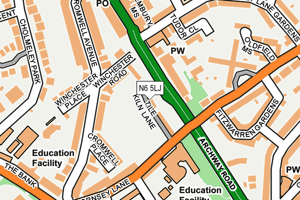 N6 5LJ map - OS OpenMap – Local (Ordnance Survey)