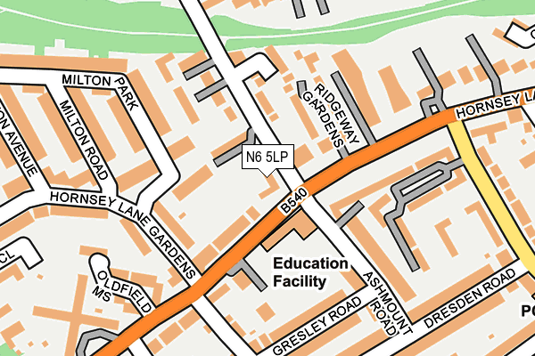 N6 5LP map - OS OpenMap – Local (Ordnance Survey)