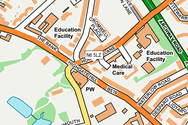 N6 5LZ map - OS OpenMap – Local (Ordnance Survey)