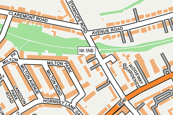 N6 5NB map - OS OpenMap – Local (Ordnance Survey)